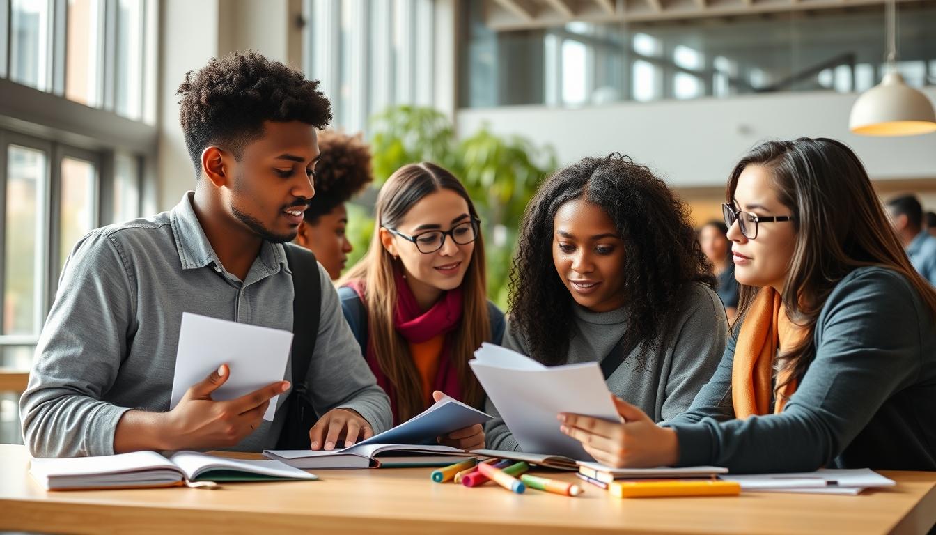 Student using learning strategies while studying