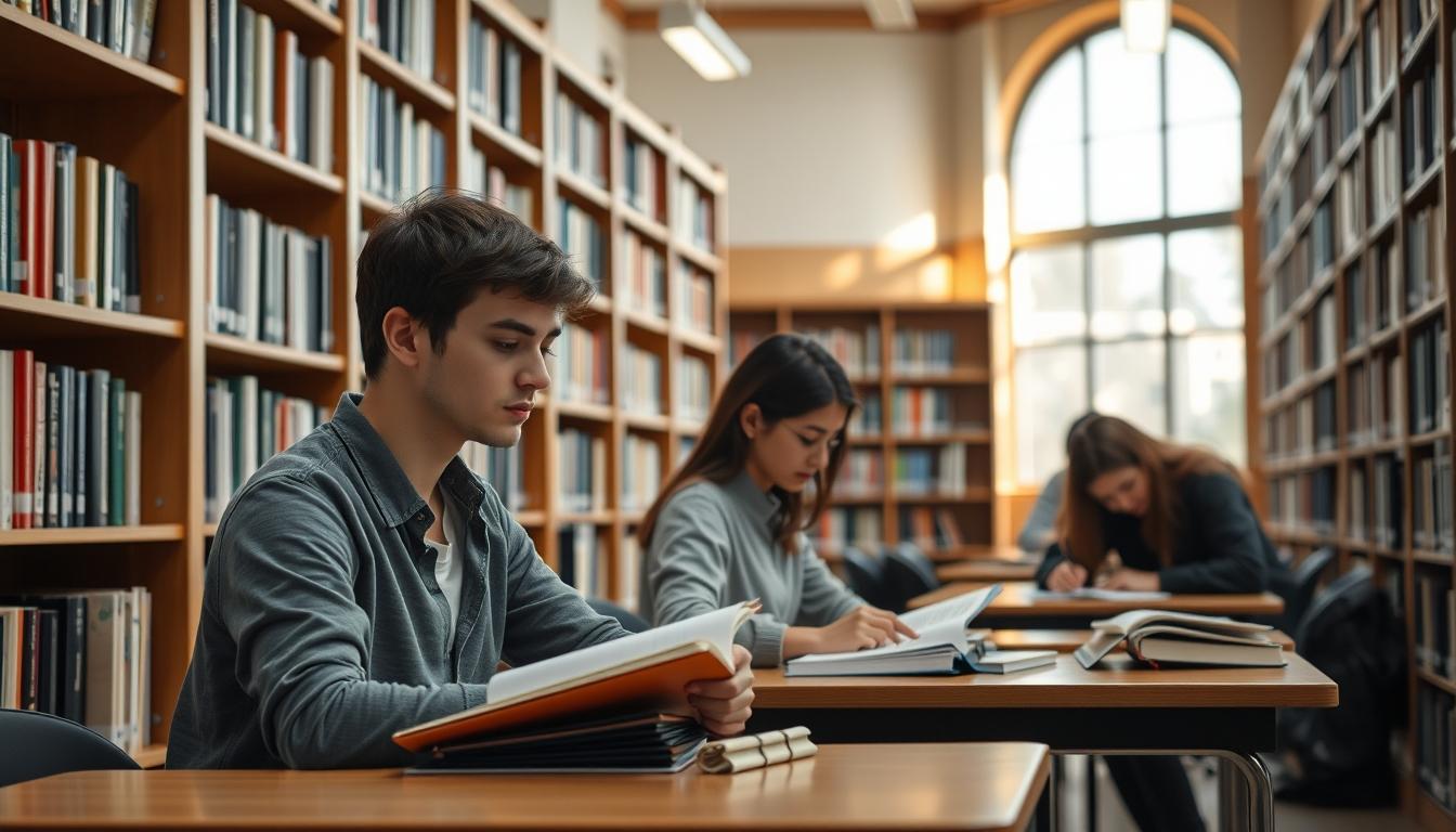Student using a study guide to organize academic notes